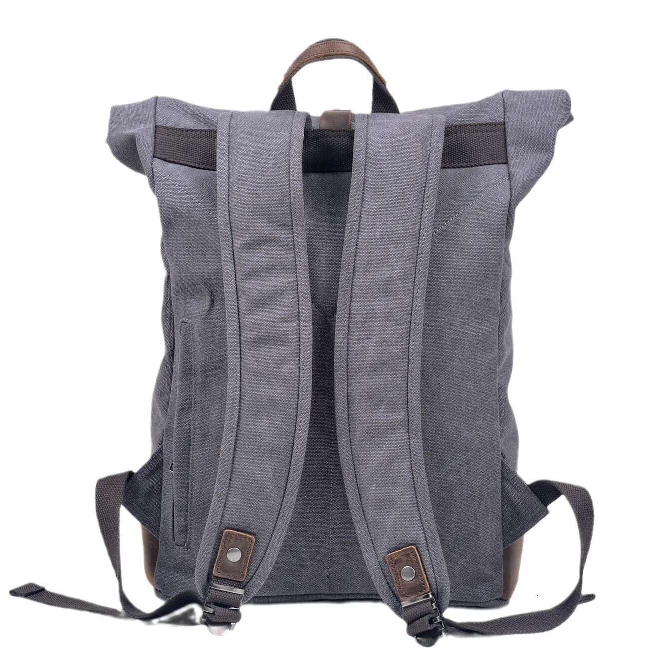 New Vintage Wash Canvas Waterproof Large Capacity Roll Top Expansion Backpack Men's Outdoor Hiking Bag