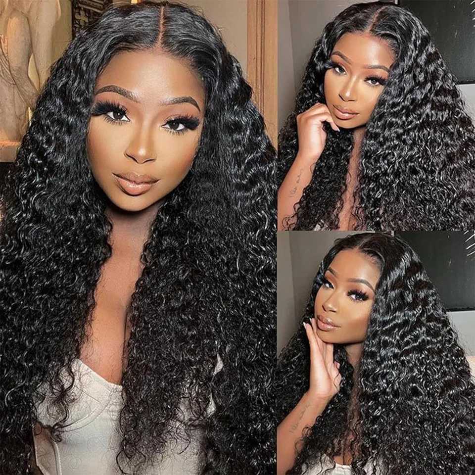 5x5 Glueless Deep Wave Ready to Wear Lace Clousure Wig Human Hair Pre Plucked 6x4 Curly Brazilian Transparent Lace Frontal Wigs W251107