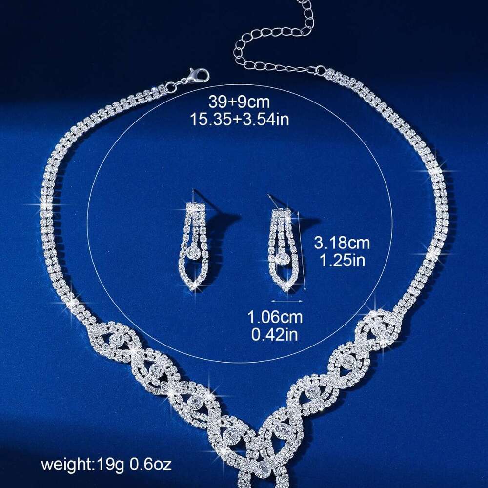 Future style bride water droplet shaped sexy dia studded necklace+earring set premium version