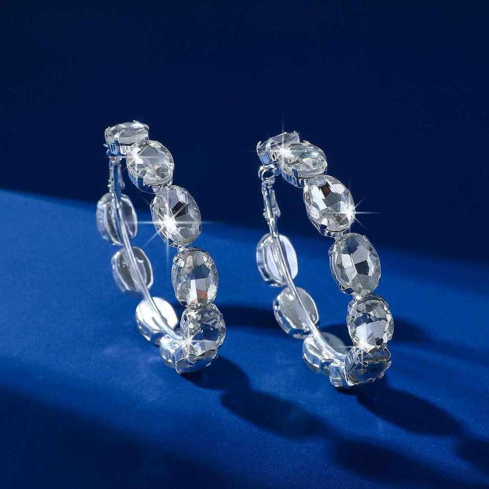 Super NEW sparkg dia inlaid circle exquisite high-end earrings, personalized and fashionable versatile earrings for women