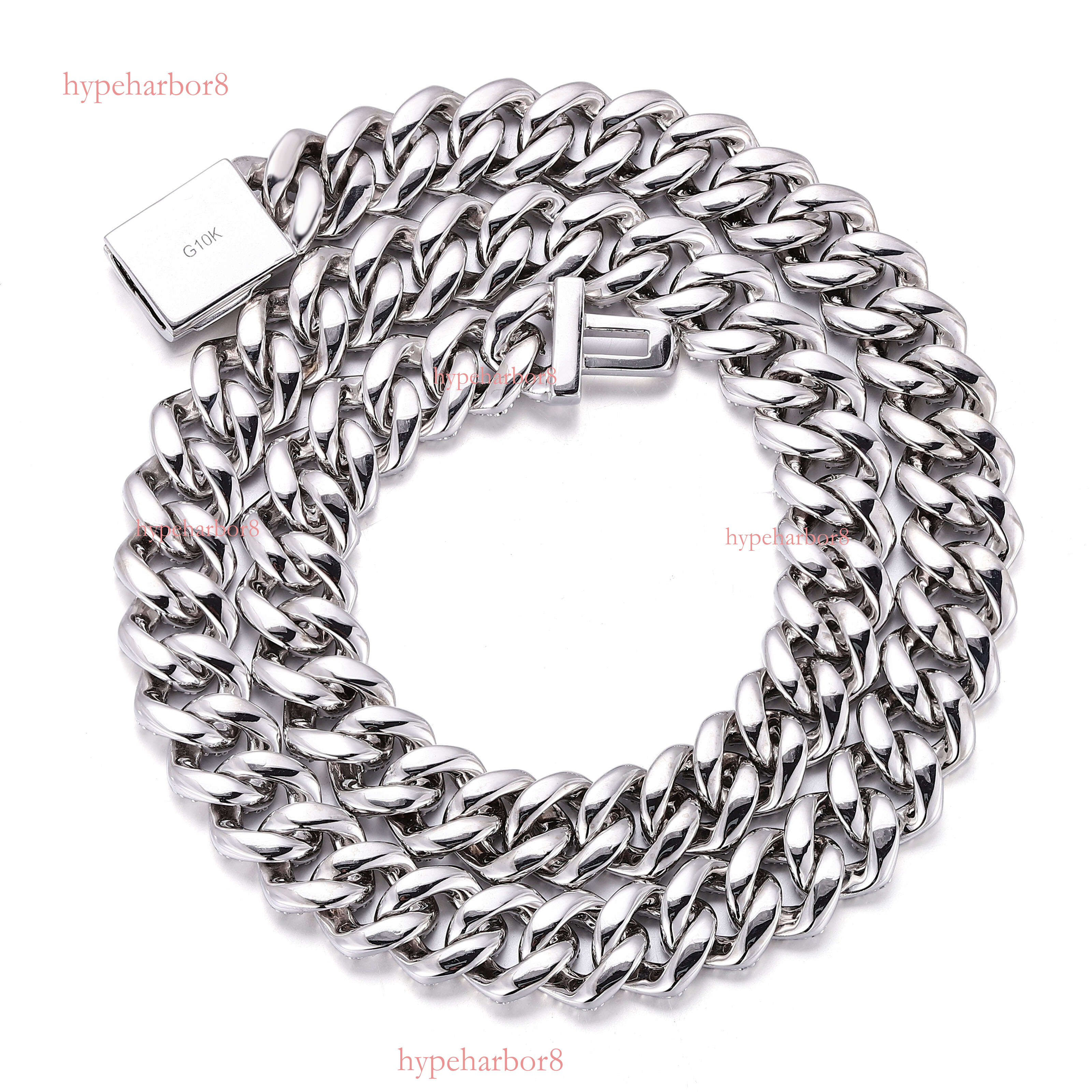 Hip hop jewelry 12mm real 10k white gold DEF VS grown necklace HPHT laboratory Cuban chain