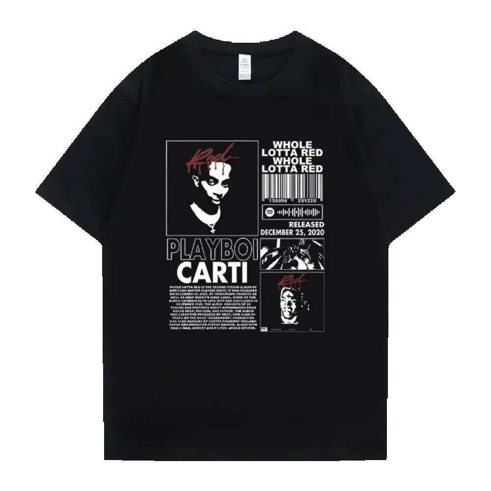 Hip Hop Oversized Playboi Carti Punk Is Not Ded um Saves Lives Print Tshirt Men Women Casual Loose T Shirt Men's Black Tees