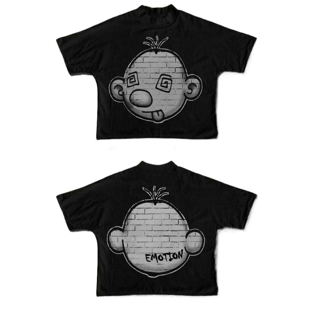 Gothic punk high street cartoon short sleeved top for men Y2k in the United States