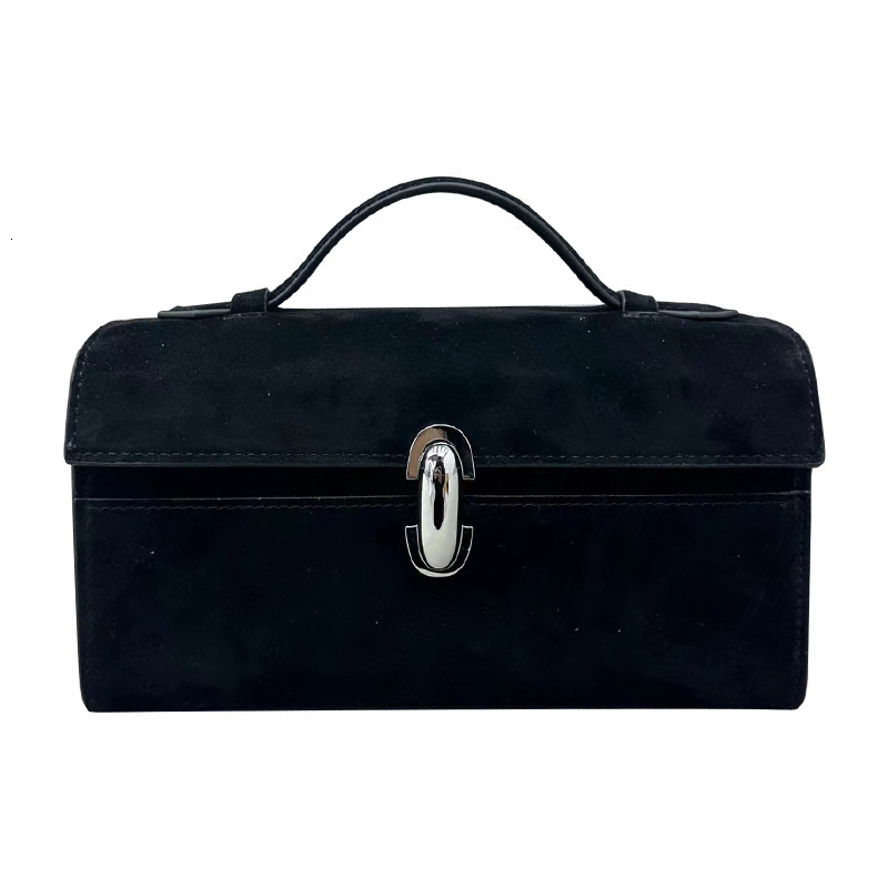 2025S New Model Designer Italian Niche High End Light Women S Suede Frosted Flip Small Square Leather Handbag Totebag Hand Shoulder Bag