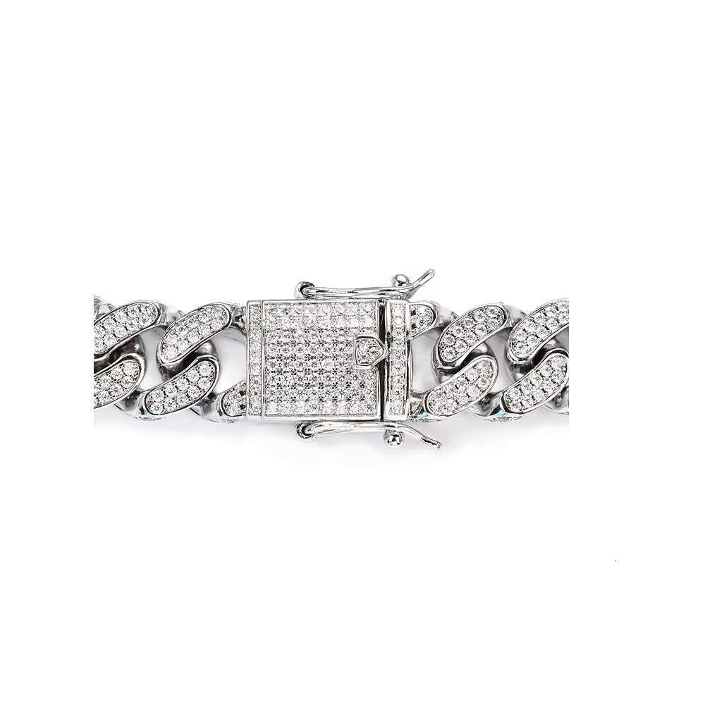 13MM Hip Iced Out 925 Sterling Silver Moissnaite Diamonds VVS D Zircon Rhodium Gold Plated Cuban Link Bracelets
