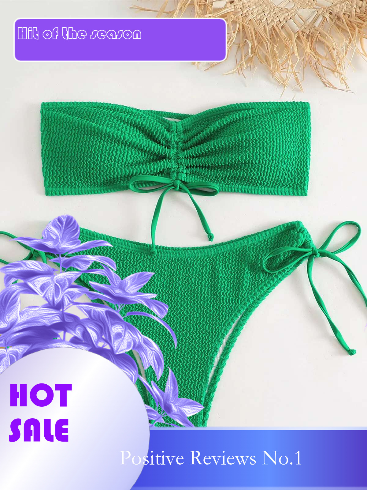 Dongdumaoyi Sexy Bandeau Bikini Pleate Drawstring Push Up Micro Swimsuit Green Black Bathing Suit Thong Swimwear Biquinis Feminino