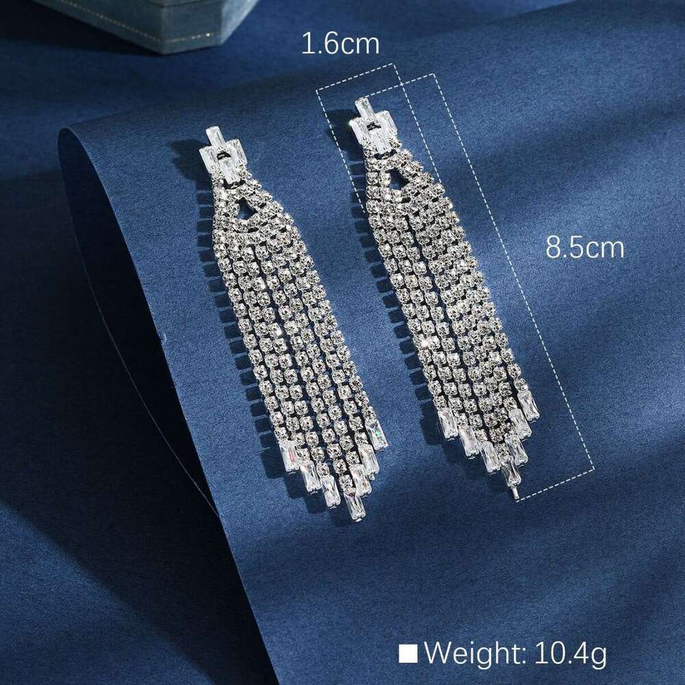 New trendy dia zircon tassel with NEW high-end feel, light style, personalized design, temperament, earring accessories