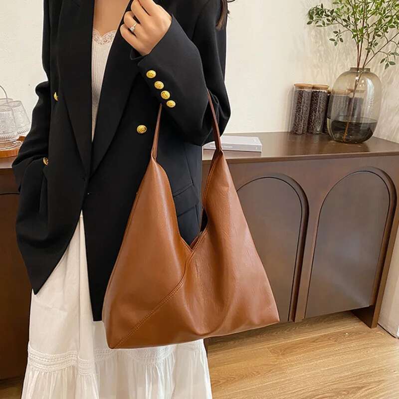 Leather Fashion Design Shoulder For Women 2025 Tend Female Simple Big Underarm Hobo Bag Handbags And Purses