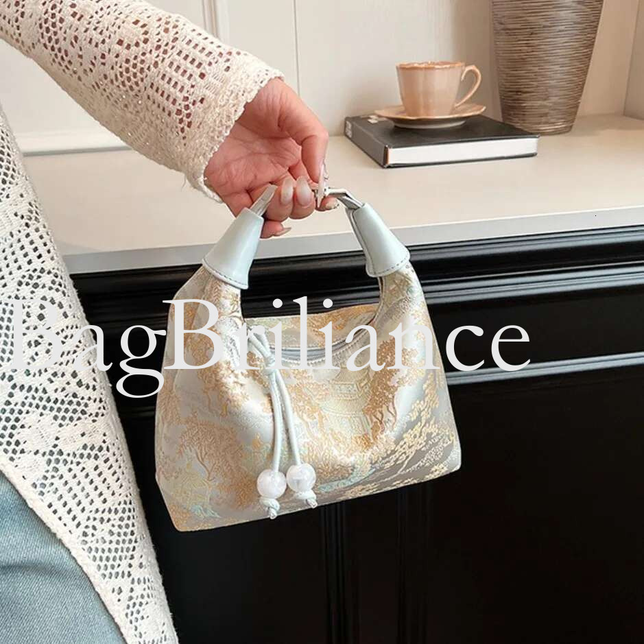 4-color embroidery Chinese tote bag Zipper canvas pea purse Adjustable cheongsam bag shoulder bag Leather bag