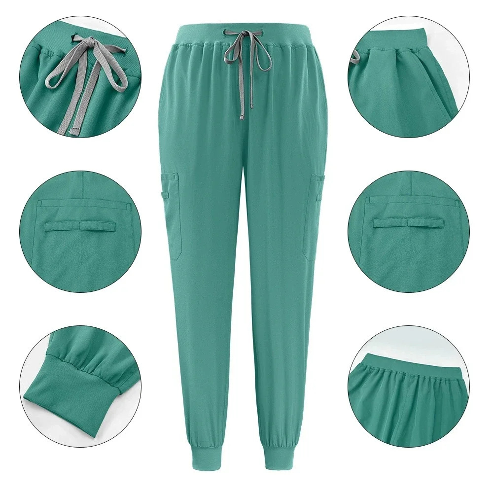 Multicolour Jogger Suits Doctor Nursing Uniforms Short Sleeve V-neck Tops Pocket Pants Nurse Scrubs Set Clinical Clothes 250402