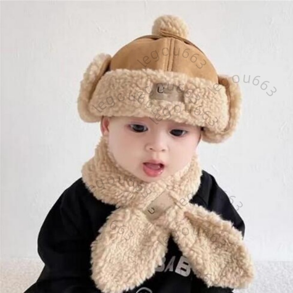 Designer kids Hats Scarf Two-piece Sets Winter Knitted Caps Boys Girls Letter Hat Scarves Warm Ear Muff Protection Cold Beanies Fit Baby 0-3 Years 2025 hot