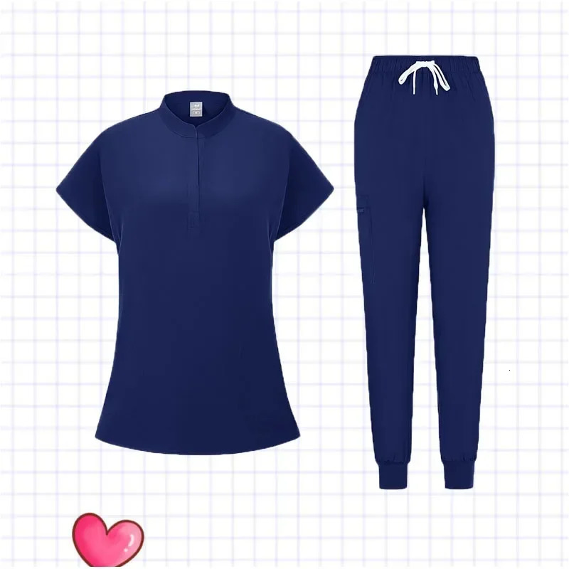 2025 Nurse Uniforms V-neck Top Jogger Pants Scrub Sets Workwear Dentist Nursing Suit Hospital Doctor Outfit 250402