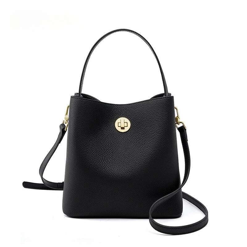 New Women's Handbag Lady Messenger Commuting Genuine Leather Vegetable Basket Handheld Bag Female Solid Color Crossbody