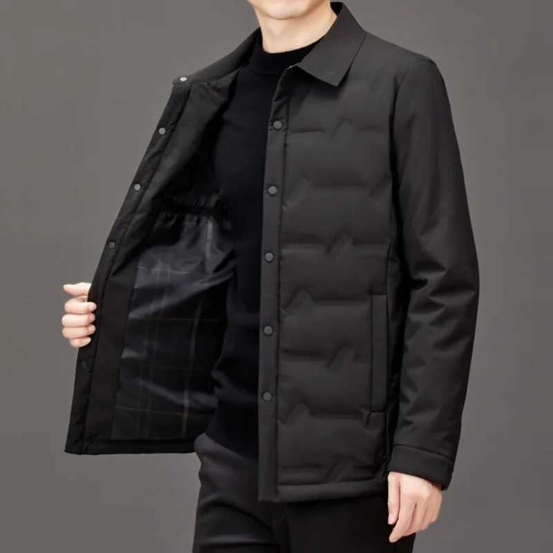 Man Light Weight Down Coats Casual Slim Fit Warm Winter Business Dress Shirts No Hoodies Jackets Simple Fashion Outwear ClothingT251107