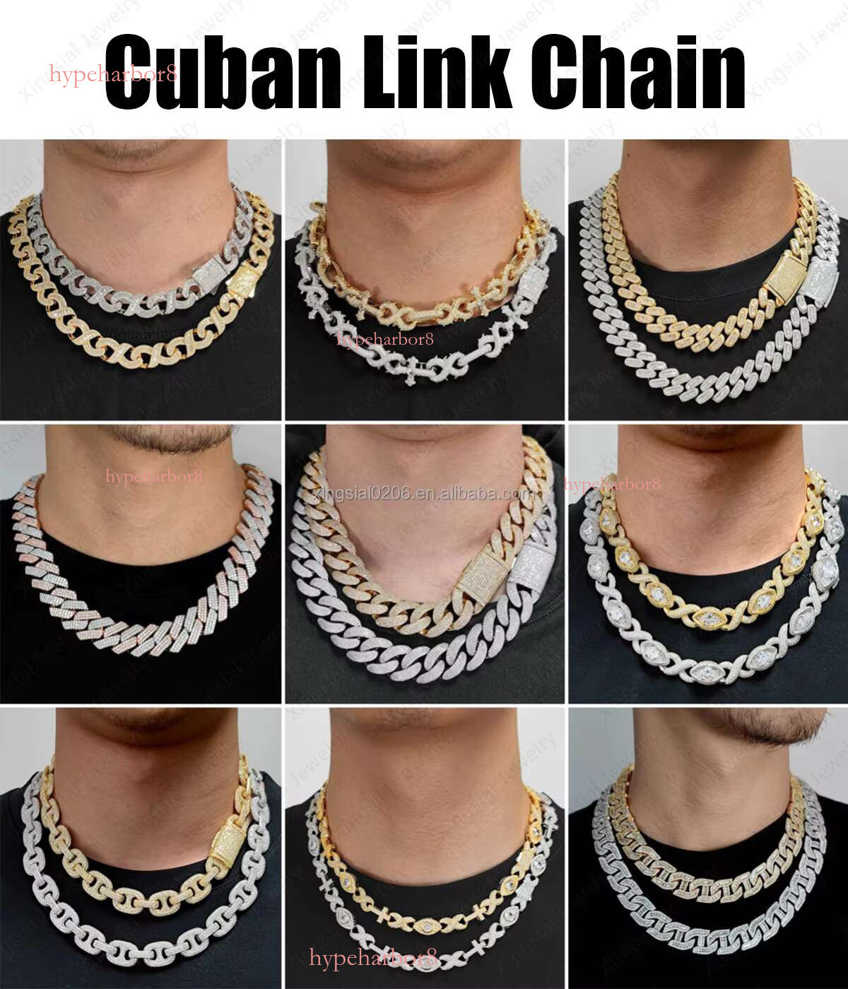 Rap singer men's jewelry 10mm -20mm cubic zirconia hip-hop chilled Miami CZ brass Cuban chain necklace