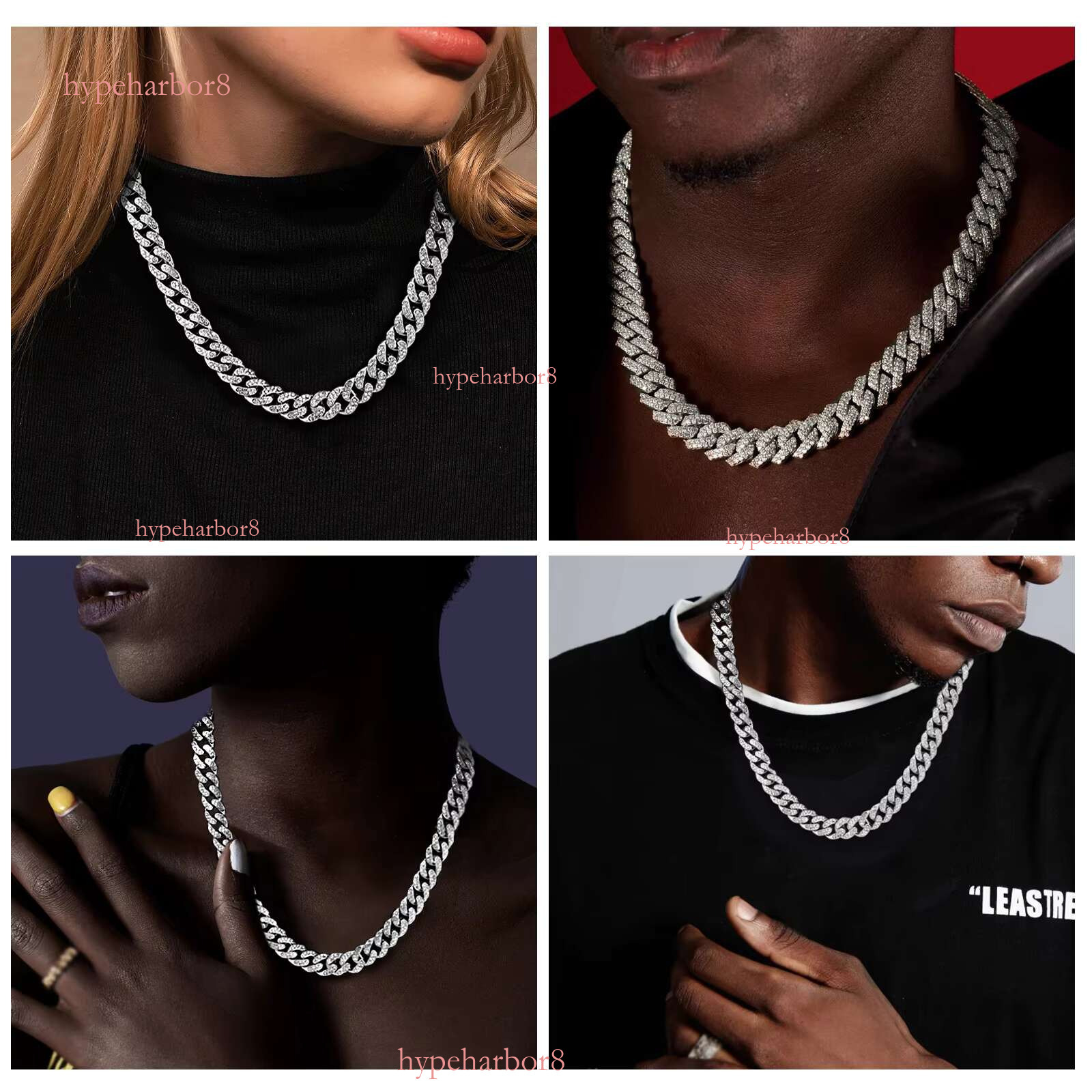 Huiyue Moissanite Cuban Chain Men's Necklace Hip Hop Jewelry Production Accessories