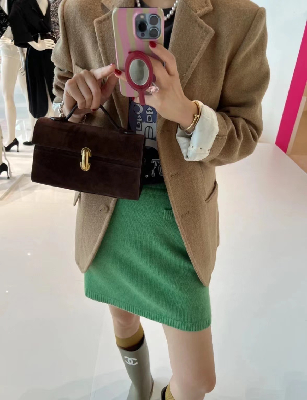 2025S New Model Designer Italian Niche High End Light Women S Suede Frosted Flip Small Square Leather Handbag Totebag Hand Shoulder Bag