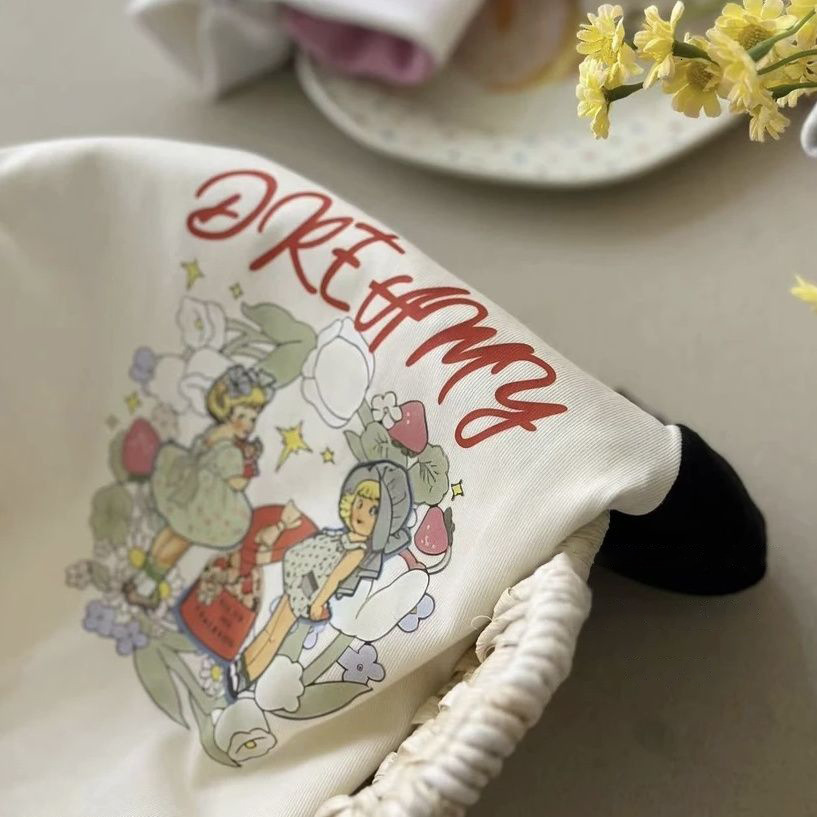 Ddmyshoesvip Buy 1 and send 1 Summer Dress Girls Short Sleeved T Shirt Korean Edition Cute Printed Cartoon Off Shoulder Children S Stylish Versatile T