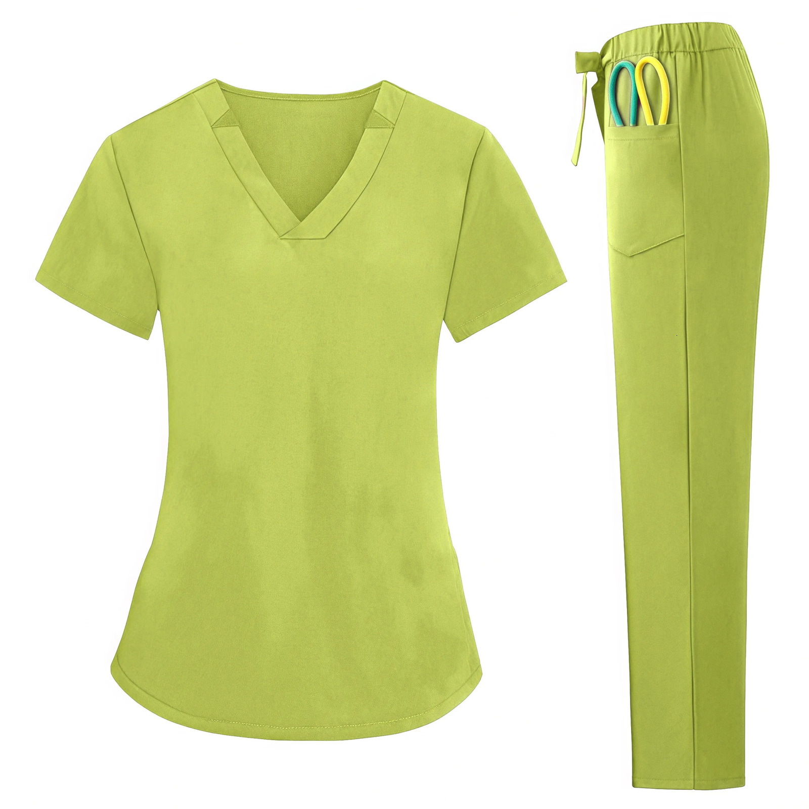 Scrub Nurse Uniforms With Pocket Nursing Uniform Hospital Set VNeck Breathable Short Sleeve Doctor Clothing Scrubs Suit 250402