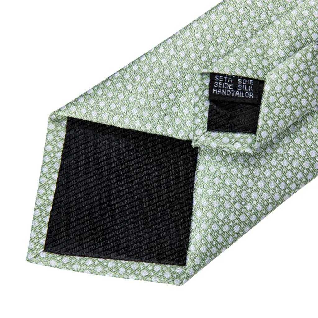 Fashion 8cm Silk Tie Light Green Necktie Men Business Wedding Party Formal Neck Tie Accessories Handkerchief Cufflinks DiBanGu X250407