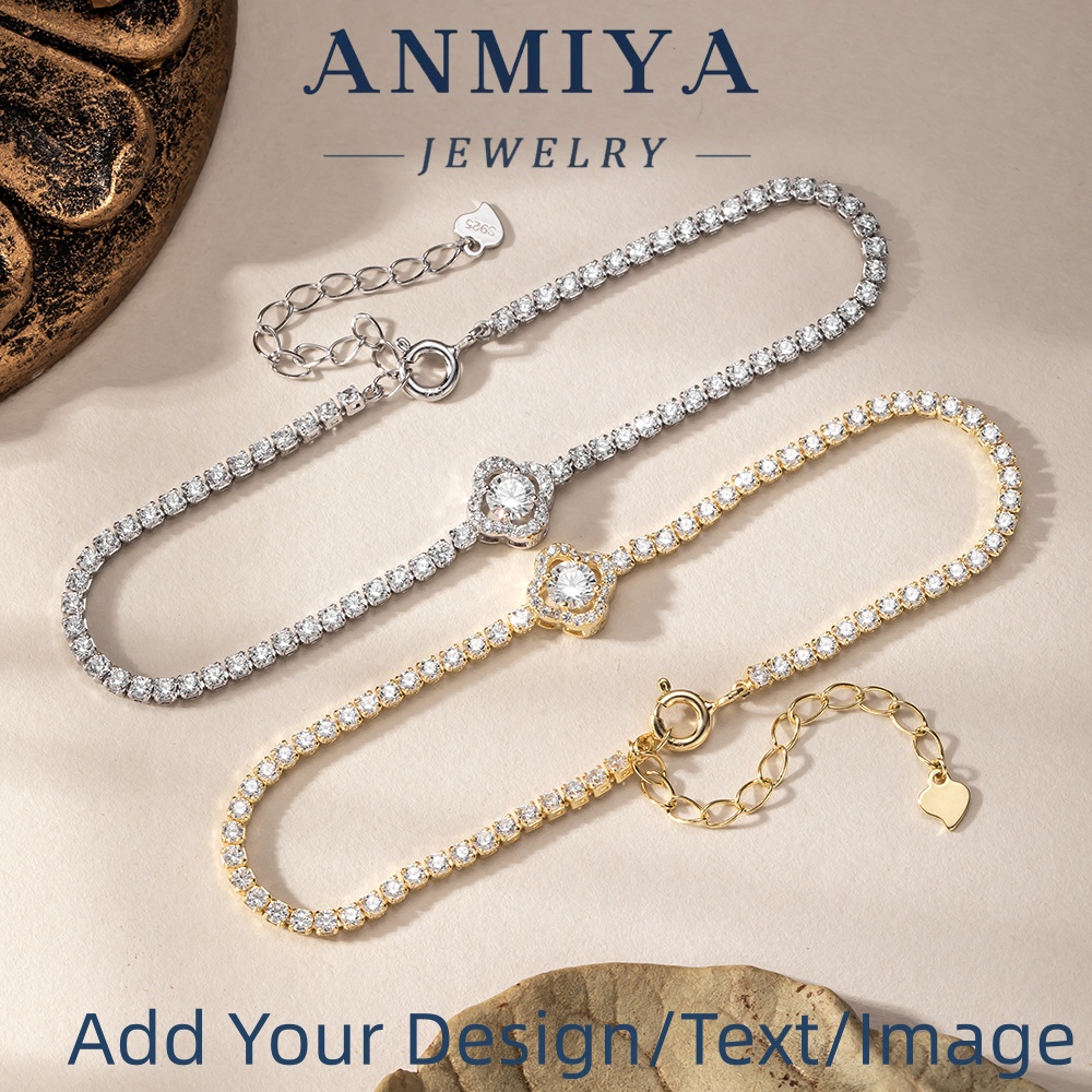 Custom Hypoallergenic 925 Silver Jewelry Clover Bracelet for Sensitive Skin with Adjustable Chain and Bright Zircon