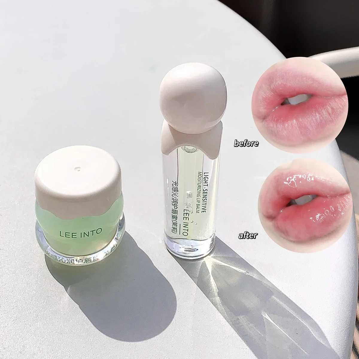 Strawberry light lipstick set transparent glass moisturizing lipstick transparent lipstick moisturizing jelly day and night lipstick set W250407