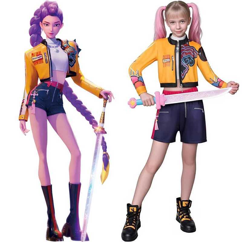 Kids K-Pop Rumi Zoey Mira Demon Hunters Cosplay Costume for Girl Halloween Carnival Comic-con Stage Role Play Clothes Outfits Z251107