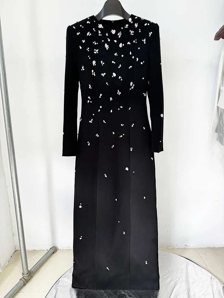 TOP QUALITY Newest 2025 Designer Fashion Women's Rhie Dias Beaded Long Maxi Dress