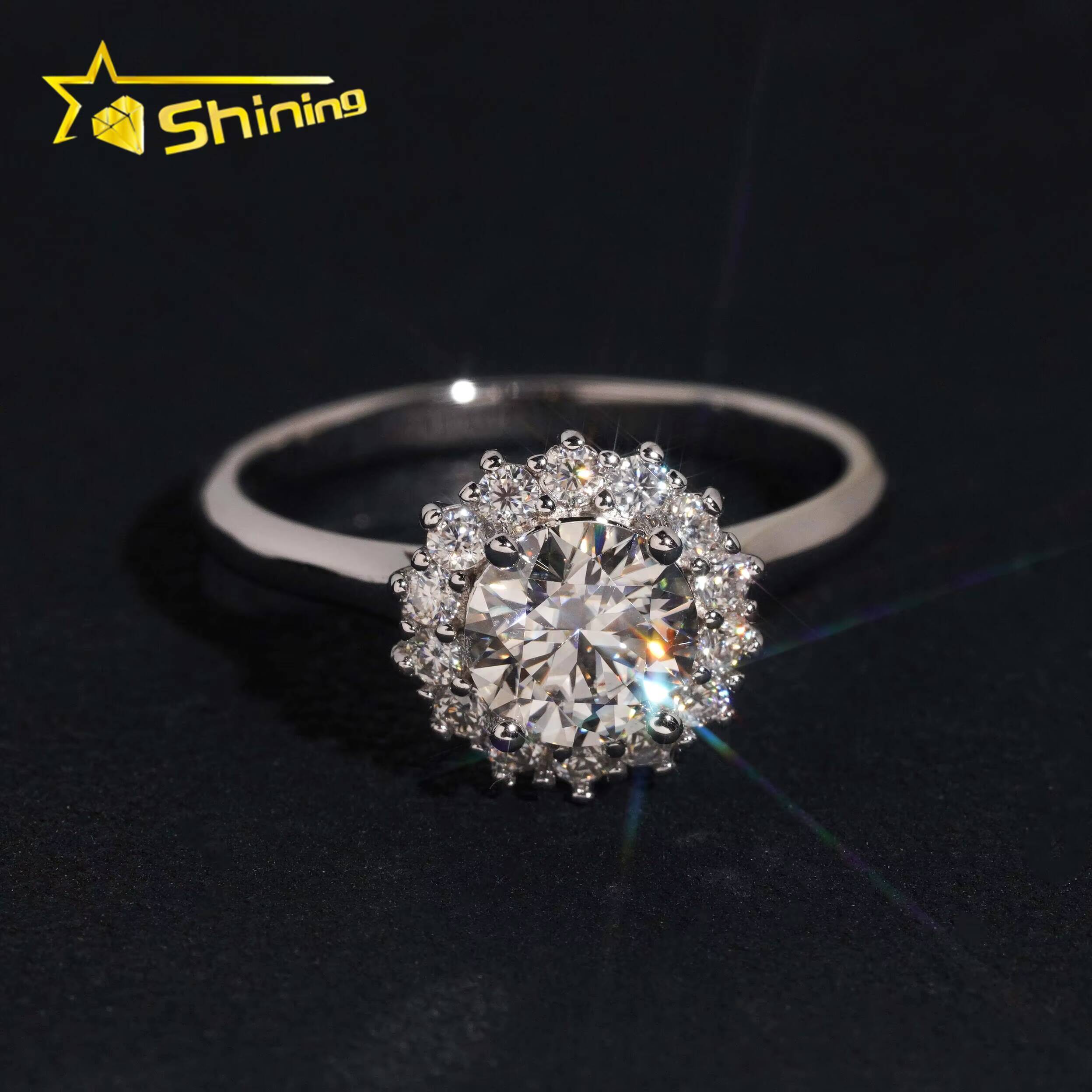 Fashion Jewelry 925 Silver 1ct Anniversary Wedding Ring Moissanite Diamond Engagement Rings for Women