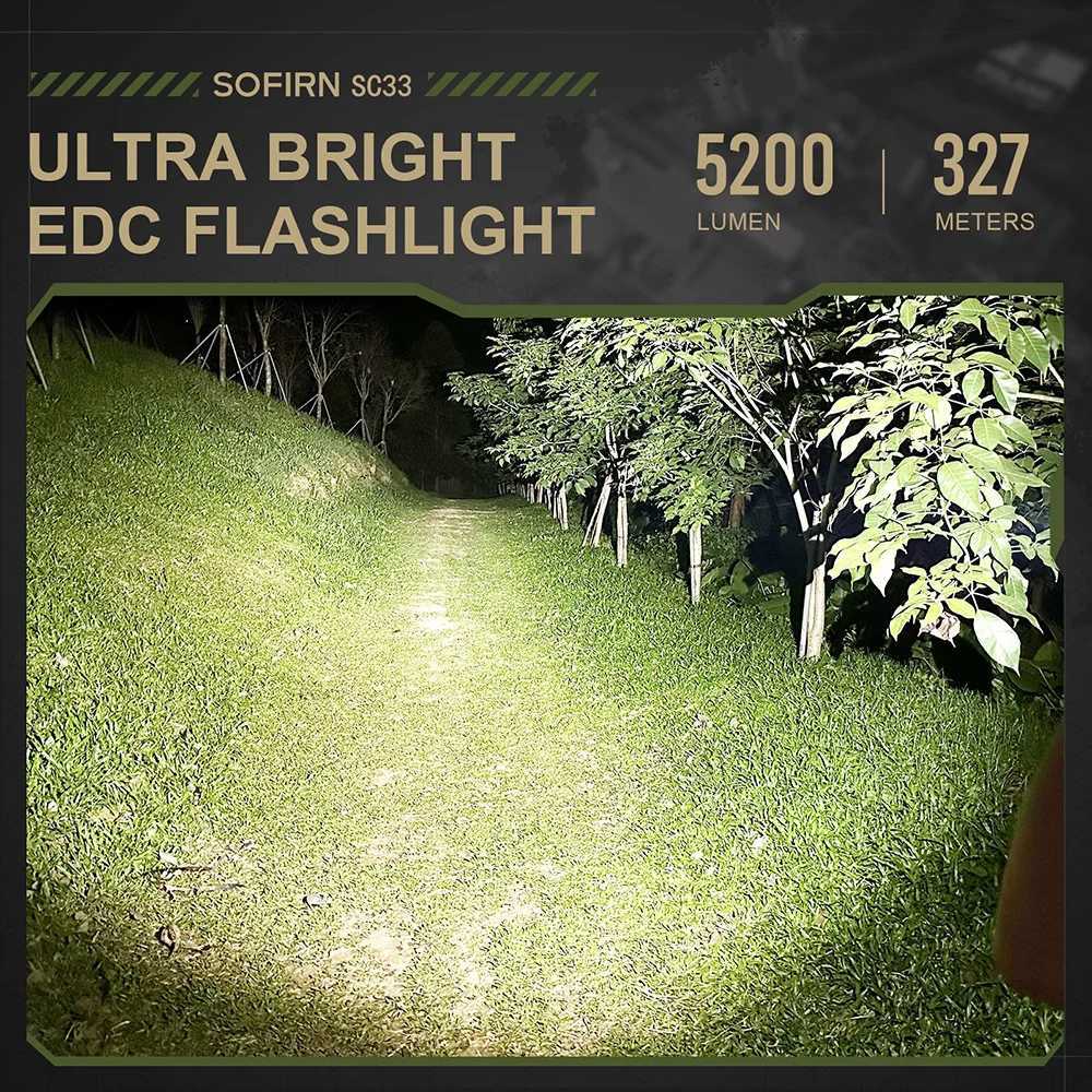 Sofirn SC33 XHP703 HI LED Flashlight Tactical 5200lm Powerful 21700 USB C Rechargeable Torch with Tail E-switch Outdoor LightW251106