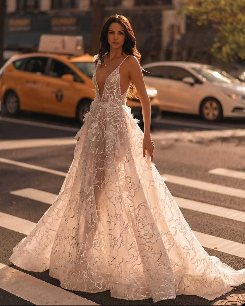 Fashion Show Dress Prom Gown Shine Evening Dress Sexy Party Dresses Prom Dresses Bridal Gowns Robes De Mariee Size Customized vestido de novia H25485