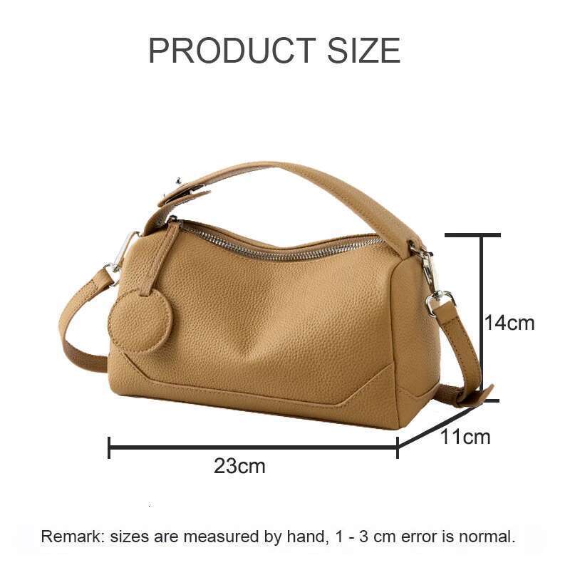 2025 New Women's Genuine Leather Shoulder Vegetable Tanned Cowhide Handbag Boston Style Hand-Held Underarm Bag For Ladies