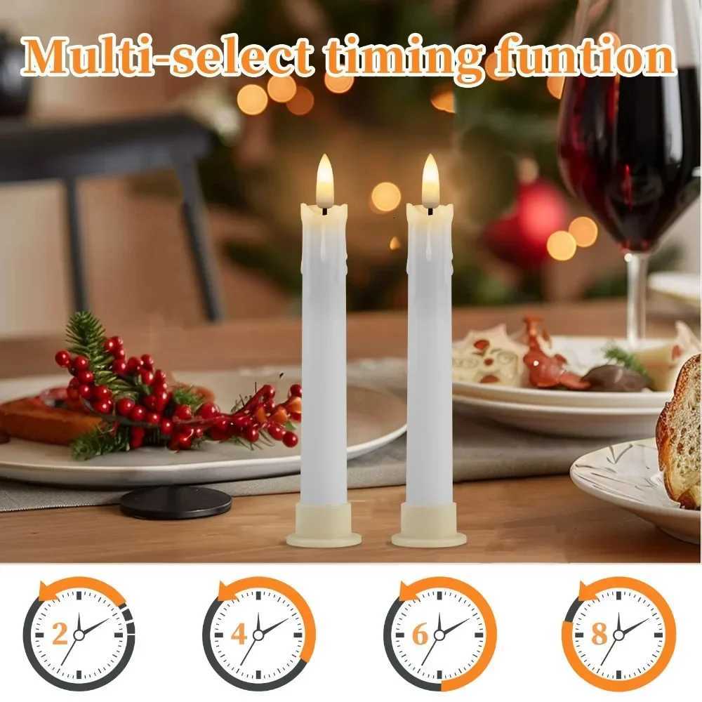 6/18/24Pc 66inch LED Flameless Taper Candles with Remote Flickering CandleSticks Plastic Window Candles for Halloween Christmas W251107