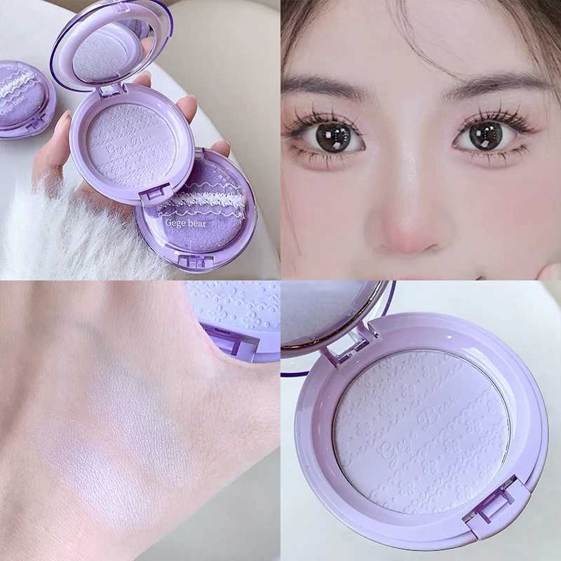 Purple Transparent Set Powder Makeup Waterproof Oil Control Natural Matte Transparent White Loose Facial Pressing Powder Makeup GirlXJ250407