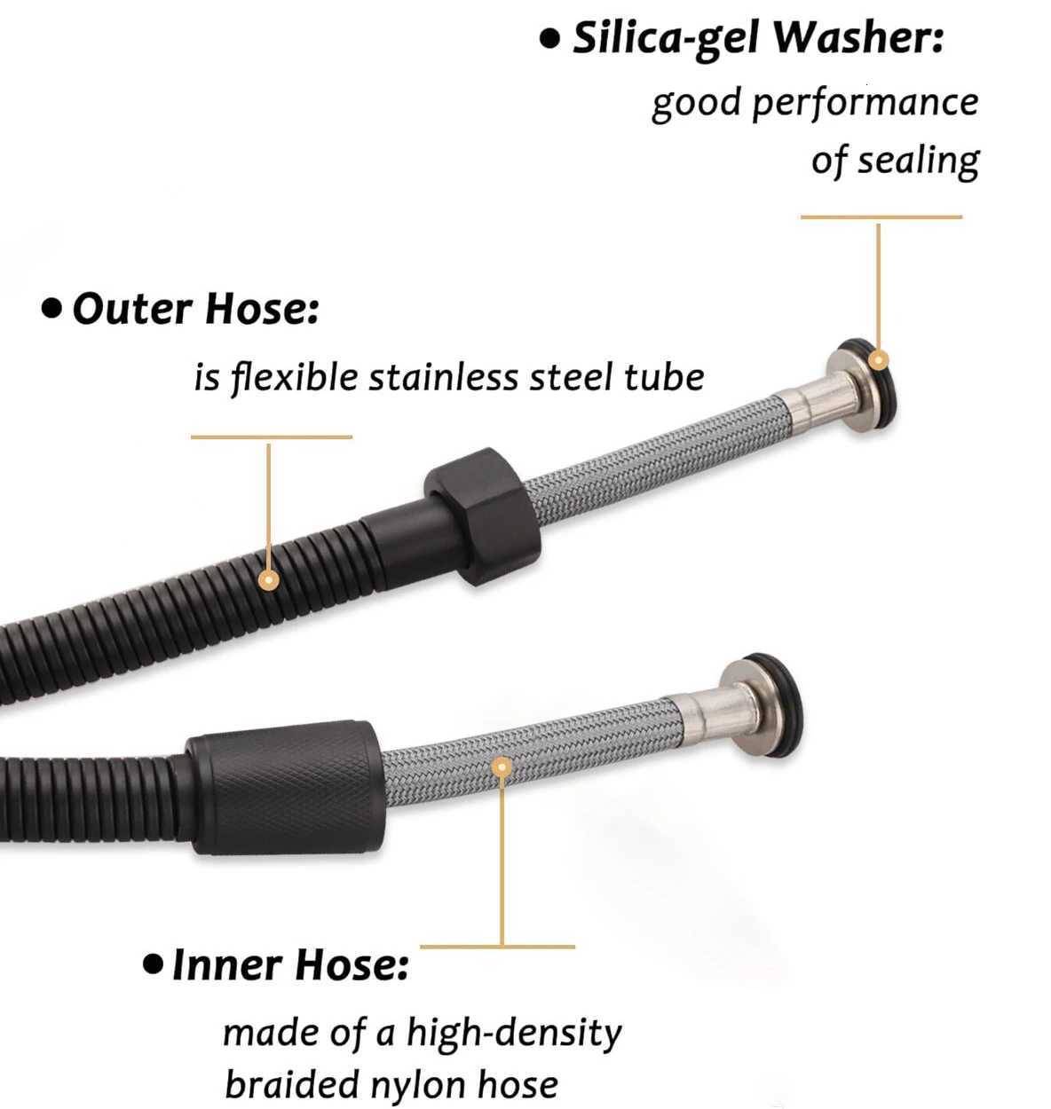 15M Black/Chre ible Shower Hose Bathro Shower Water Hose Extension Plumbing Pipe Pling Tube Bath Accessories Y251107