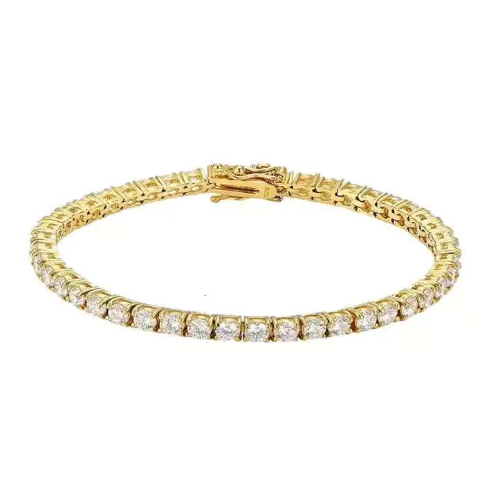 New Fashion Gold Plated Sterling Silver 925 Cubic Zirconia Luxury 3mm 4mm Cubic Zirconia Iced Out Chain Tennis Bracelet
