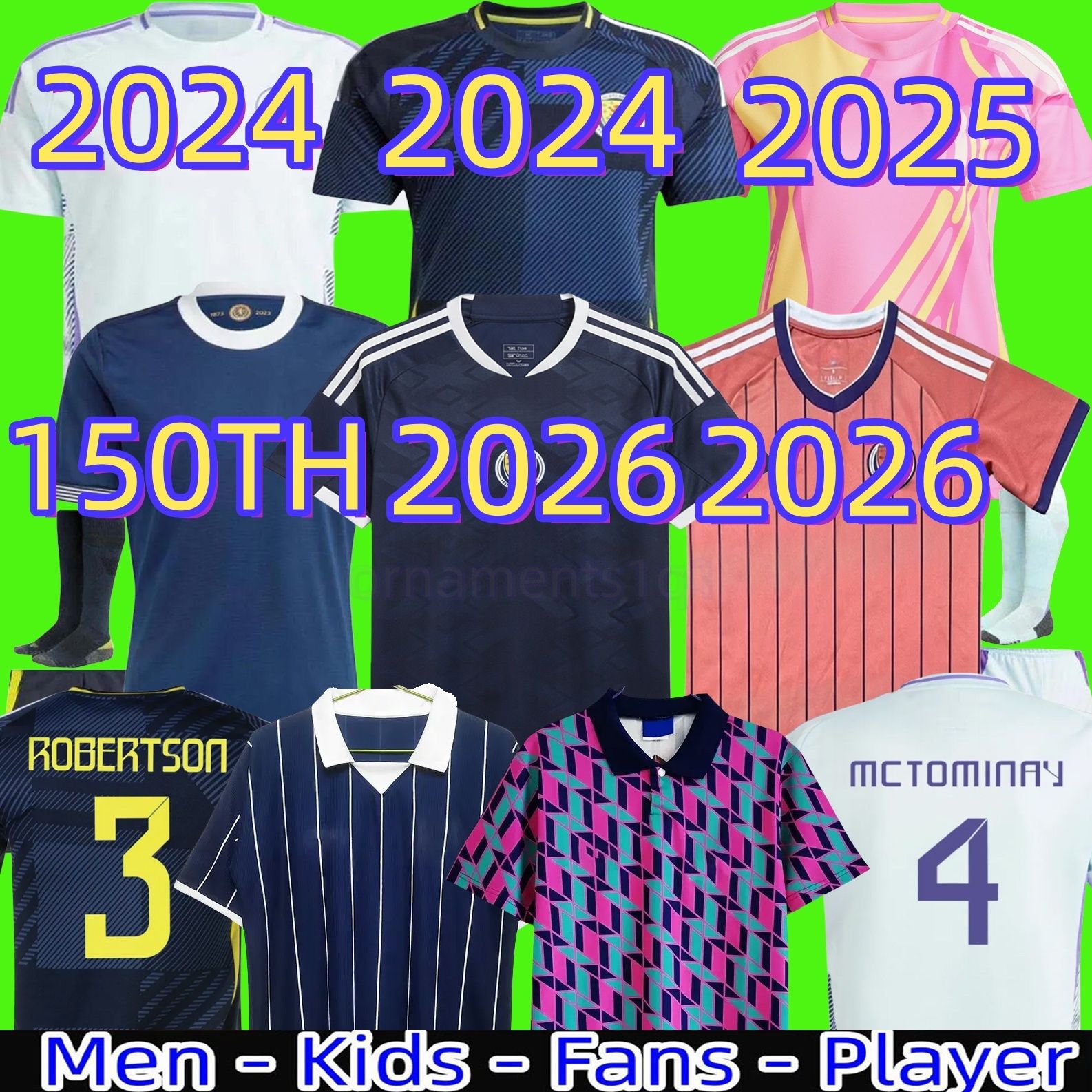 2025 Scotland Soccer Jerseys 2025 2026 ROBERTSON McTominay McGREGOR SHANKLAND MCGREGOR Football Shirt Homemaillot de Foot men kids kits unifrom pink 150TH