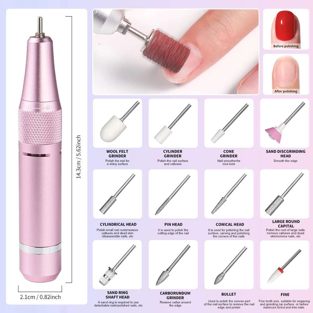 35000Rpm Electric Drill Hine Professional Drills For Gel Nails Polish Rechargeable Portable Nail File Manicure Tool