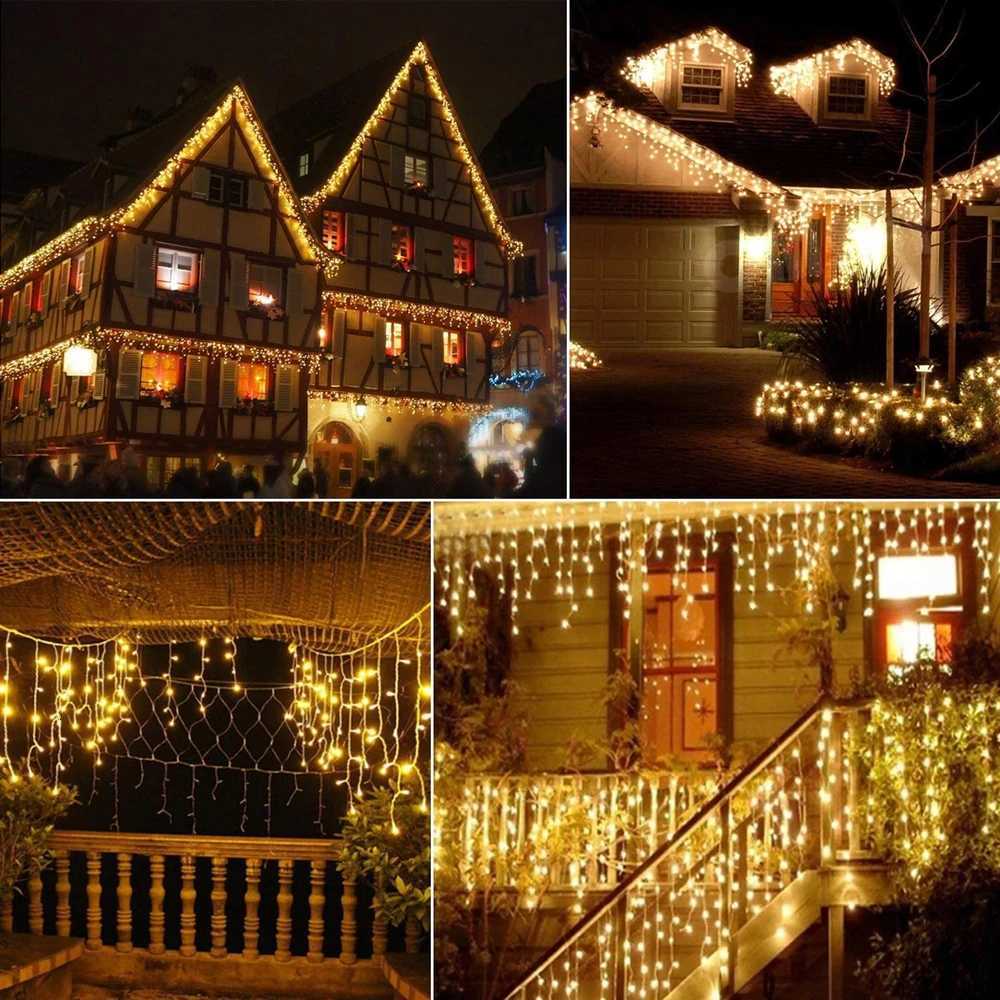 Christmas Decorations For Home Outdoor LED Curtain Icicle String Light Street Garland On The House Winter 220V 5m Droop 06-08m W251107