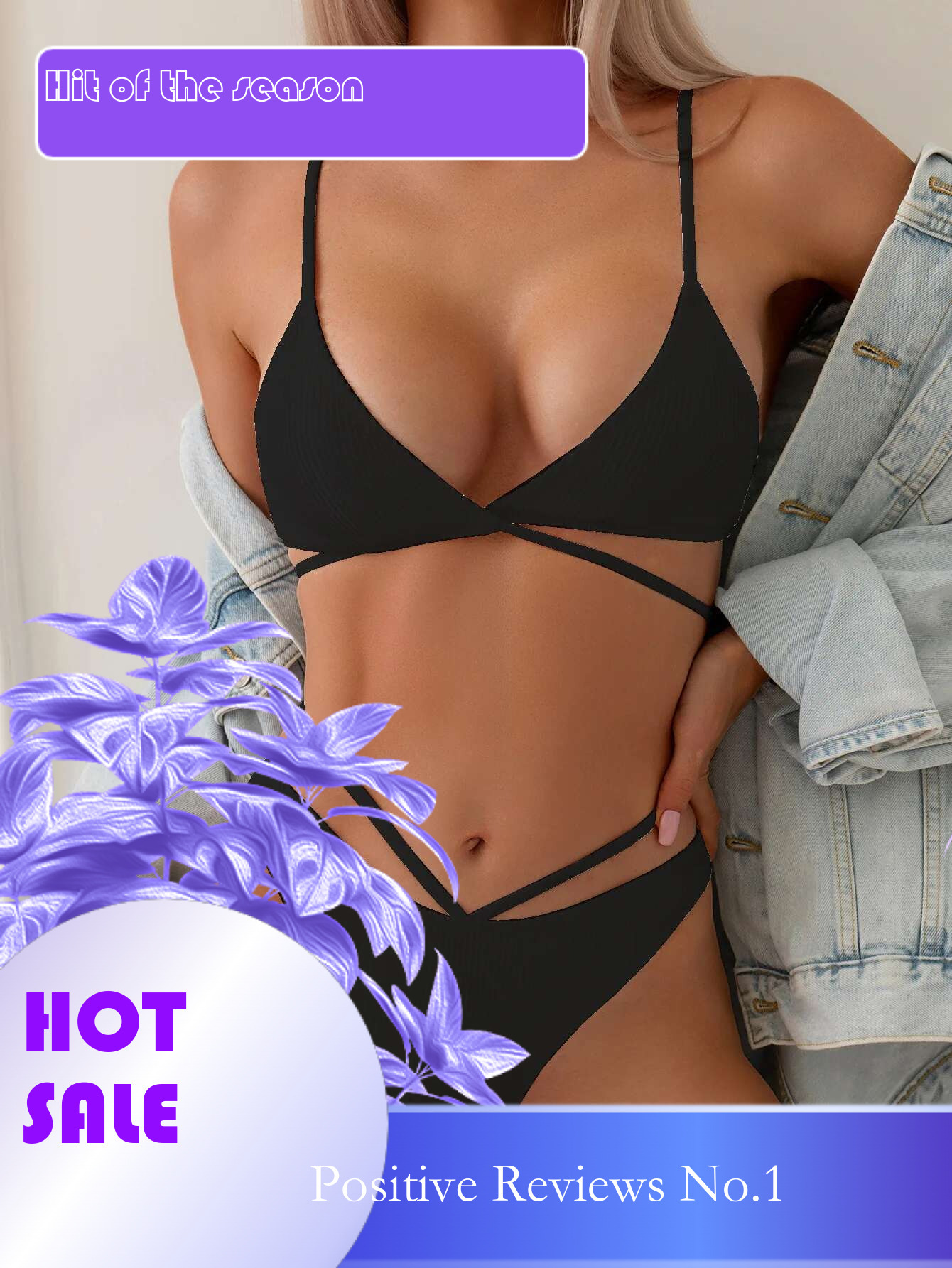 Dongdumaoyi Black Bikini Sexy Micro Bikinis Sets Women Halter Criss Cross Push Up High Waist Swimsuit Beach Bathing Suit Swimwear