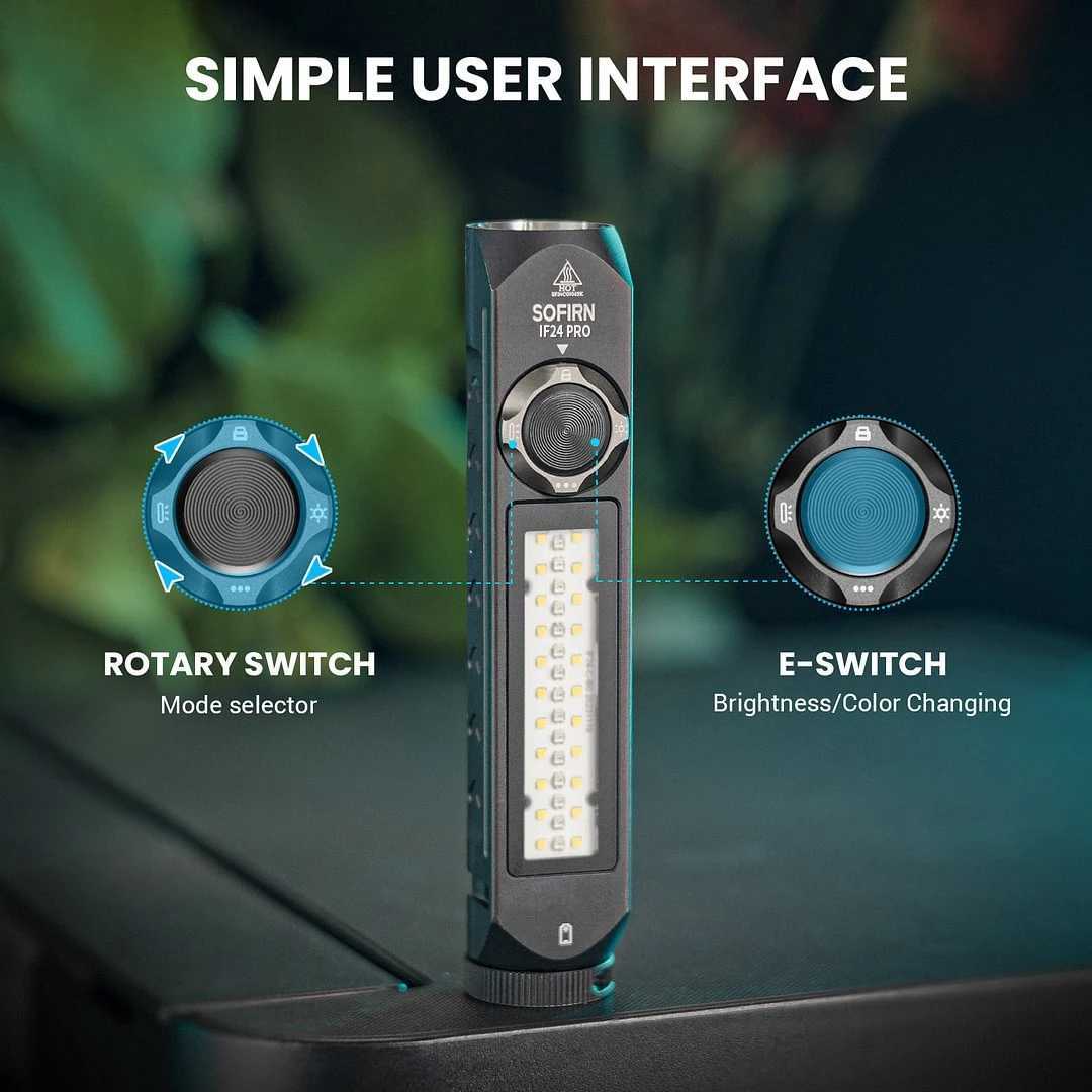 Sofirn IF24 PRO RGB Light 1800lm 340m SFT40 Buck Driver 18650 USB C Rechargeable Flashlights Flood Spot with MagneticW251106