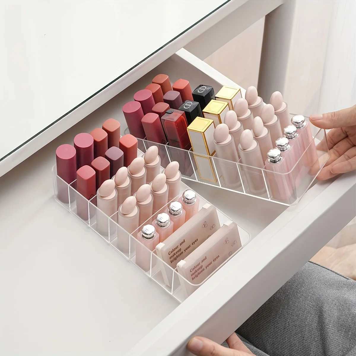 7 Grids Lipstick Organizer Clear Cosmetic Jewelry Box Lipstick Holder Display Rack Acrylic Makeup Organizer Lipstick Storage Box J251115