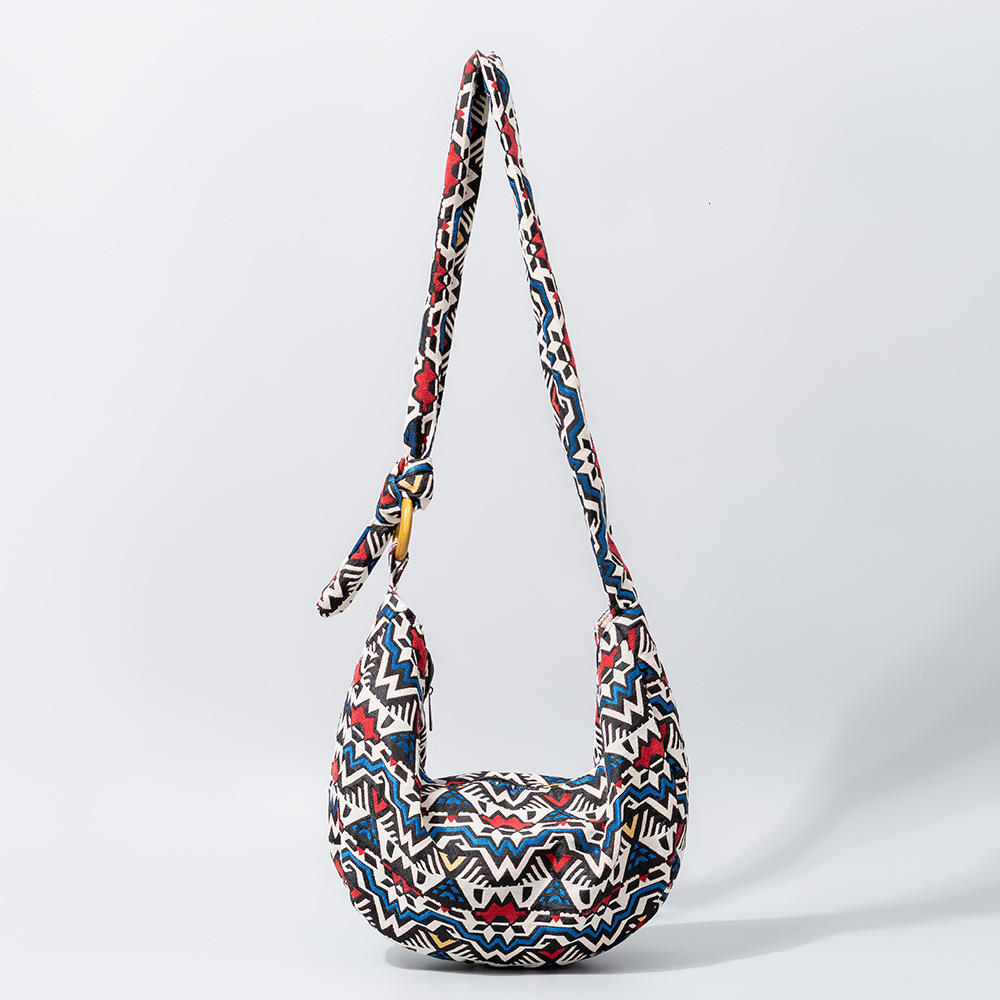 2025S New Model Designer Ethnic Wind Wave Bohemian Style Commuter Canvas Bag Women S Shoulder Bag Totebag