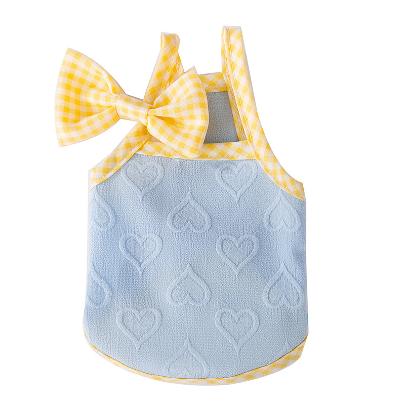 Love relief texture bow camisole vest, small dog, bear, cat, spring and summer pet dog clothing wholesale