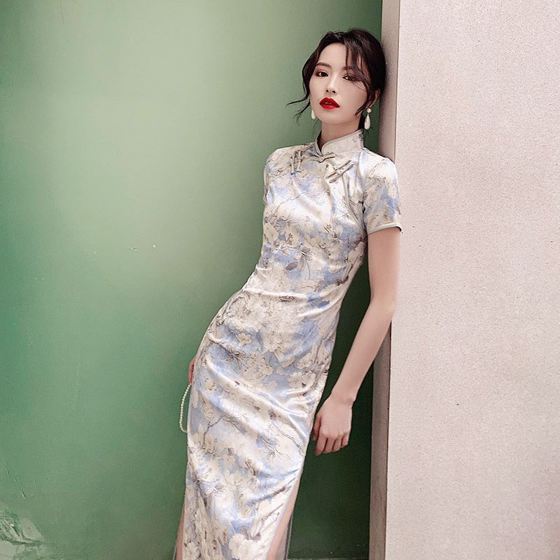 S26 New Summer Short Sleeve Stroke Retro Improved Young Girls Daily Wear Dress