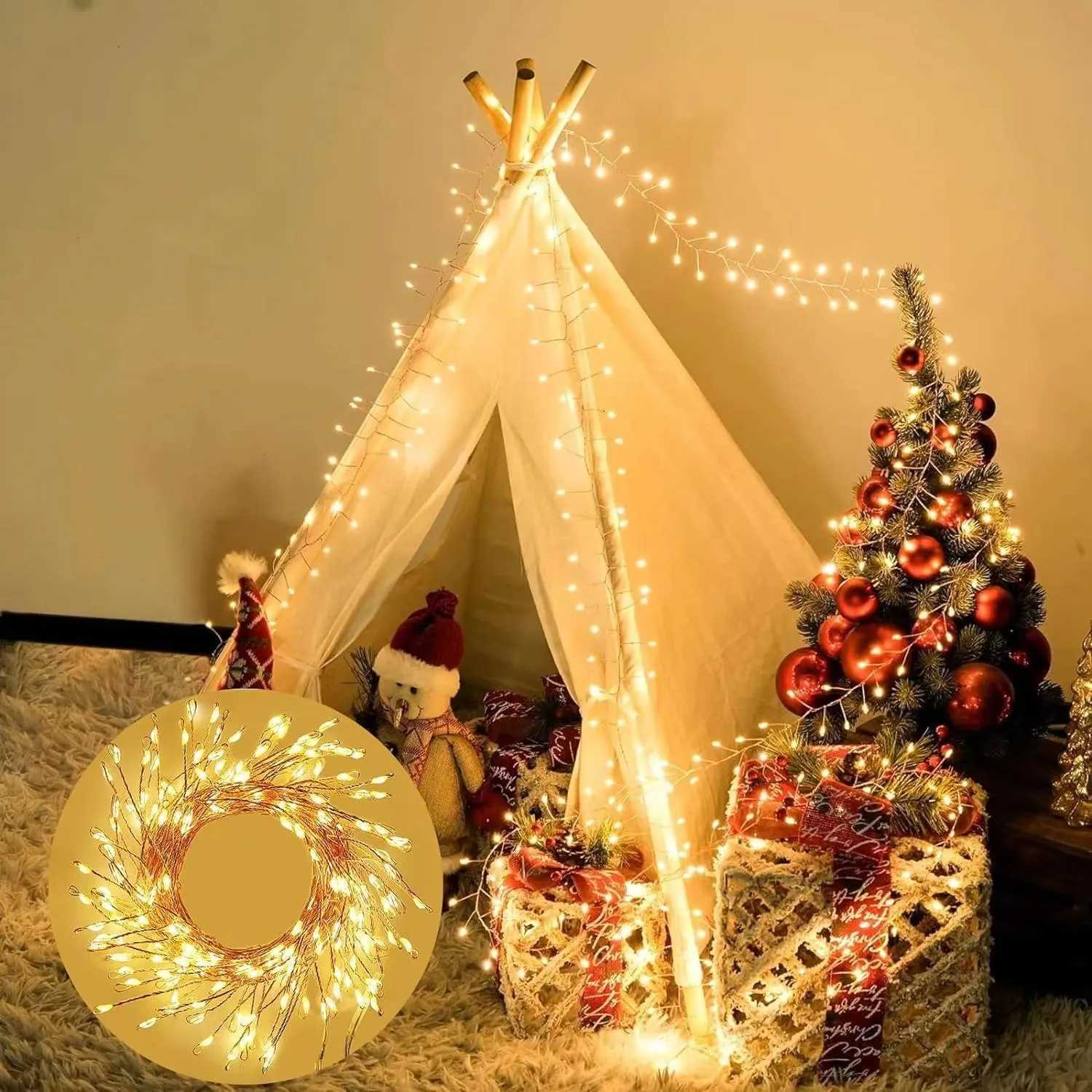 USB Power LED Firecracker String Lights Remote Control Garland Fairy Lights for Wedding Party Garden Plants Christmas Decoration W251107