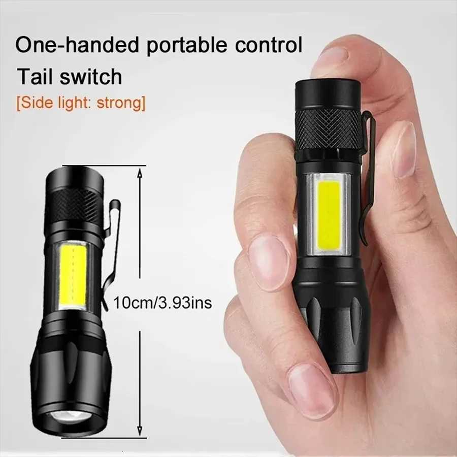 COBXPE Mini LED Camping Flashlight Portable USB Rechargeable Torch Outdoor Zoomable Light Tactical Lantern Lamp with Pen ClipW251106
