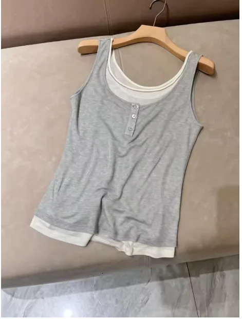 Womens Lyocell Mini Round Neck Tank Top 250407