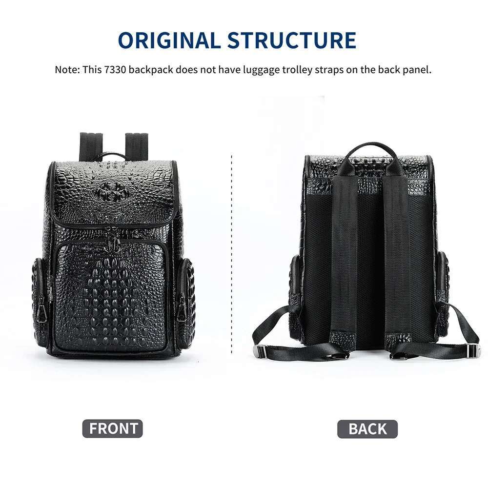 Marrant Men's Genuine Leather Backpack Men Laptop Student School For Books Crocodile Pattern Designer Bag