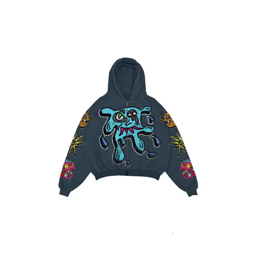 Cartoon print Y2K unisex loose pullover hoodie